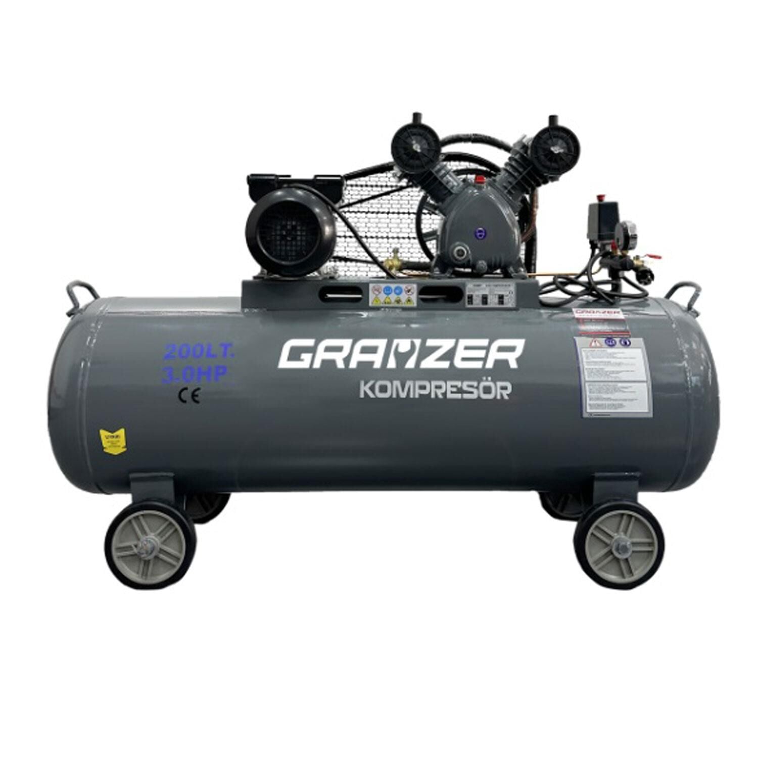 Grayzer 200 LT 2 Kafa 8 Bar 3 HP Pistonlu Hava Kompresörü Grayzer 200 lt 2 Kafa 8 Bar 3 HP Pistonlu Hava Kompresörü